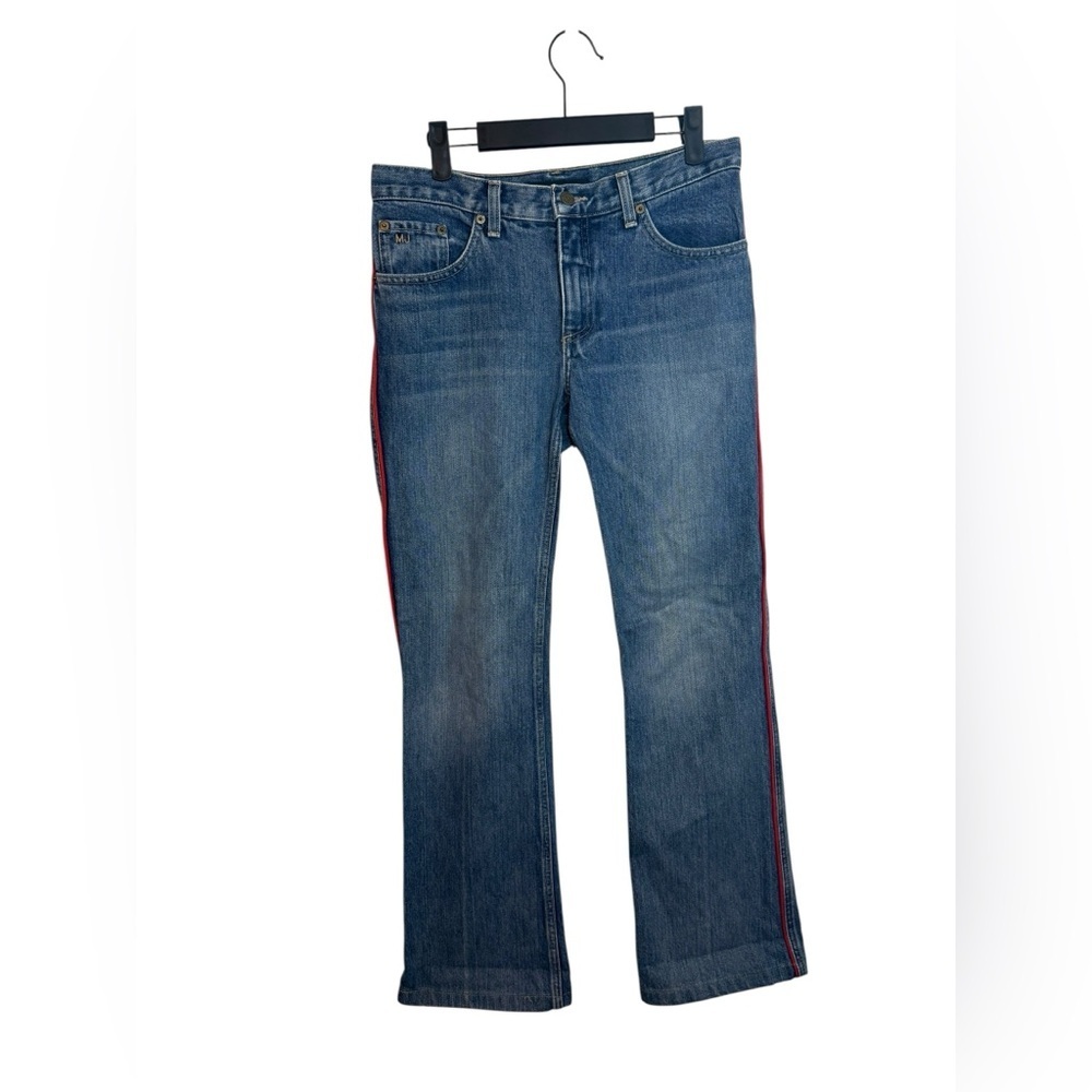 Marc Jacobs Mid Rise Red Pinstripe Bootcut Jeans